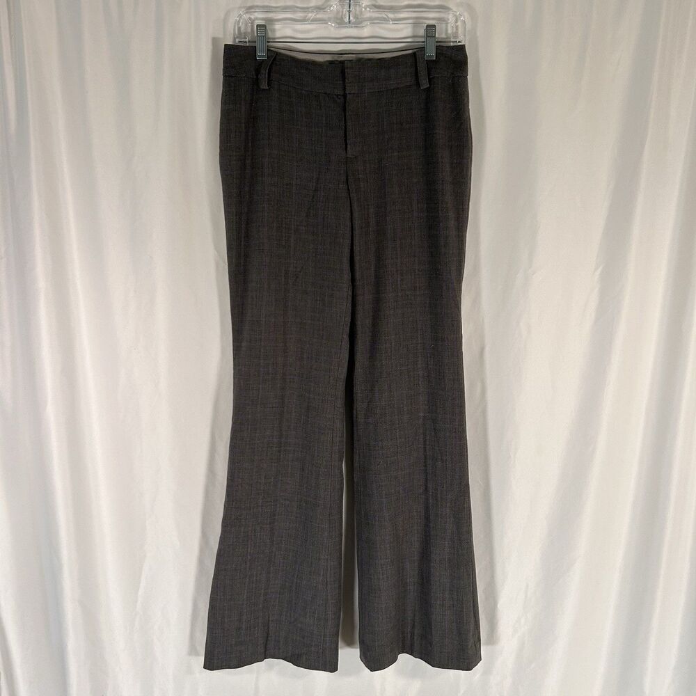 Banana Republic Martin Fit Pants Women's 2 Grey Purple Plaid Wool Blend Flat